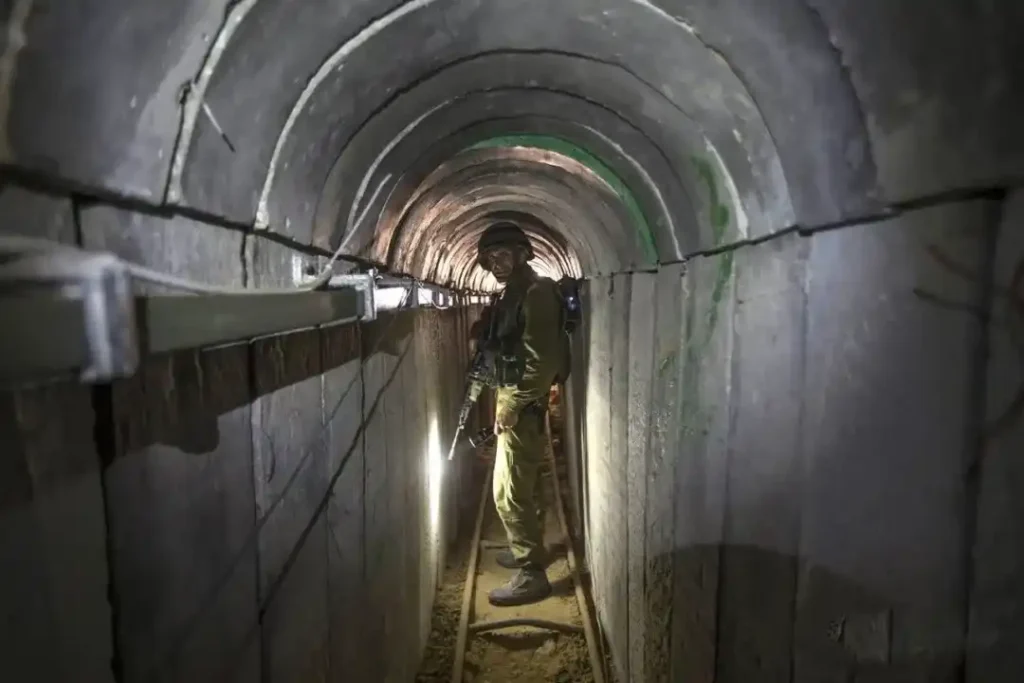 Israeli military officers during a military-organized tunnel tour