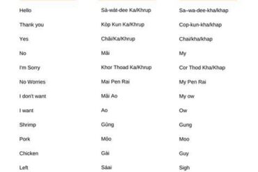 Essential Thai Words and Phrases for Travellers in Thailand