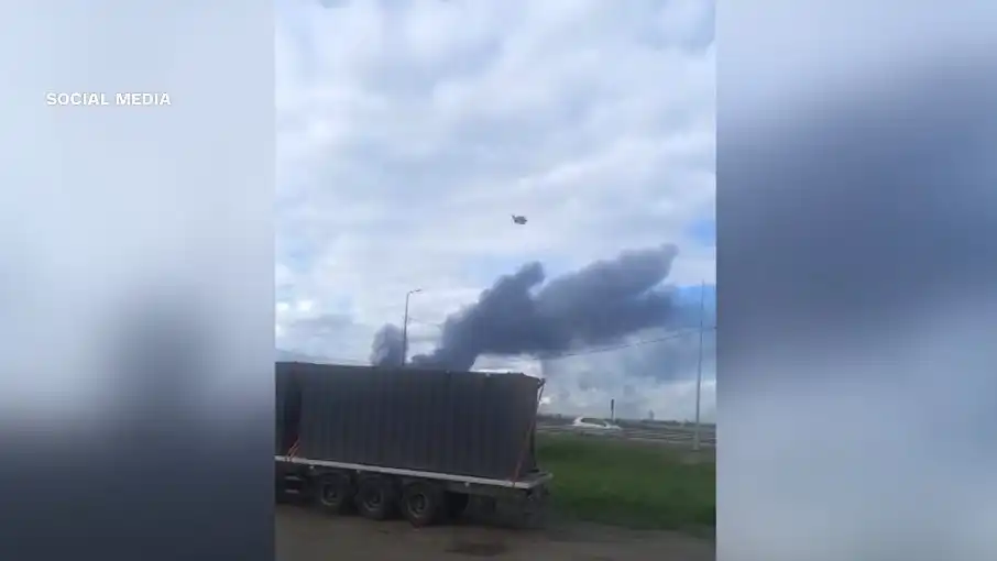 Smoke rising from Belaya air base after successful drone strike targeting Russian bombers