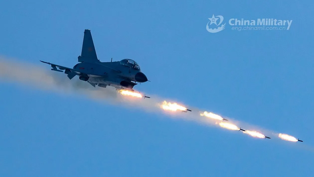 A-J-10-fighter-jet-fire-rockets-at-mock-ground-targets-during-a-round-the-clock-flight-training-exercise.
