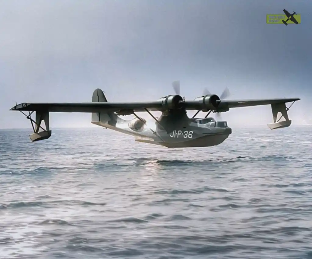 PBY Catalina landing in the water near Naval Air Station Jacksonville, Florida, 1940s