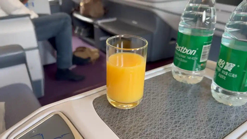 china southern a330-300 business class ample legroom juice drinks