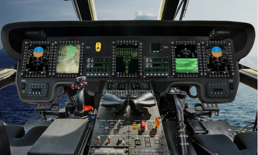 digital cockpit of CH-53K King Stallion with fly-by-wire display interfaces