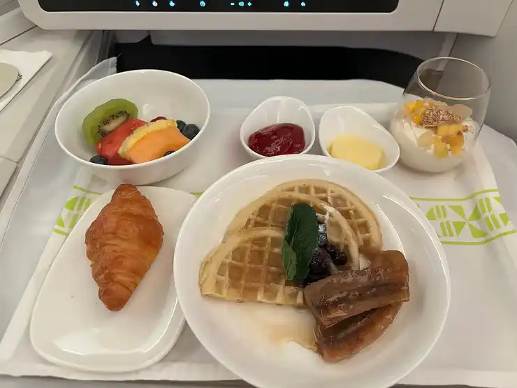 Breakfast at Fiji Airways Airbus A350 Business Class