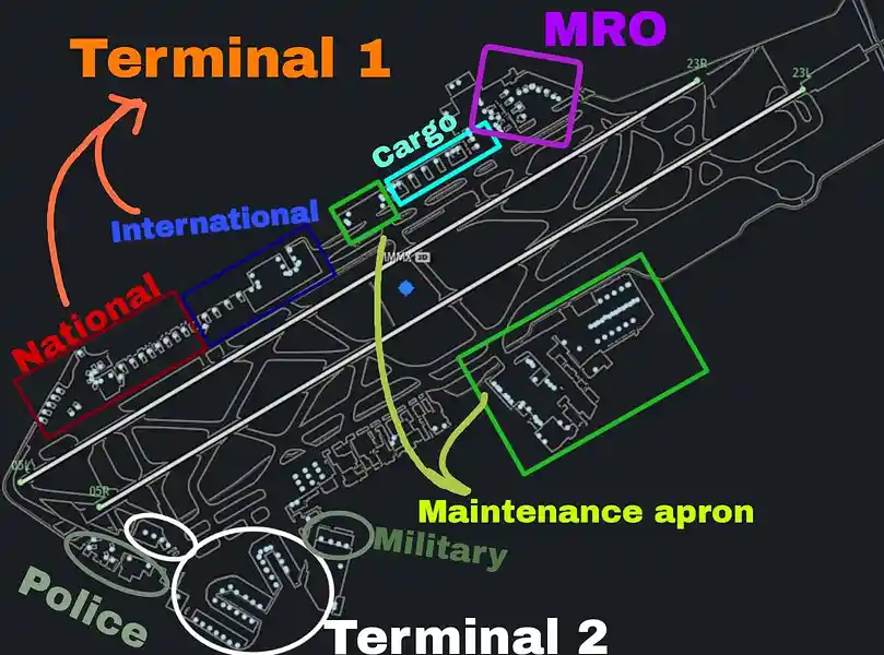 Mexico City International Airport Terminals layout