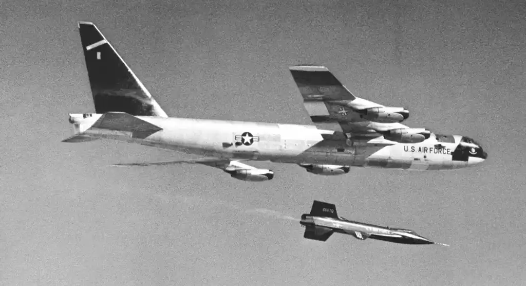 North American X-15 rocket research aircraft launched from B-52 mothership
