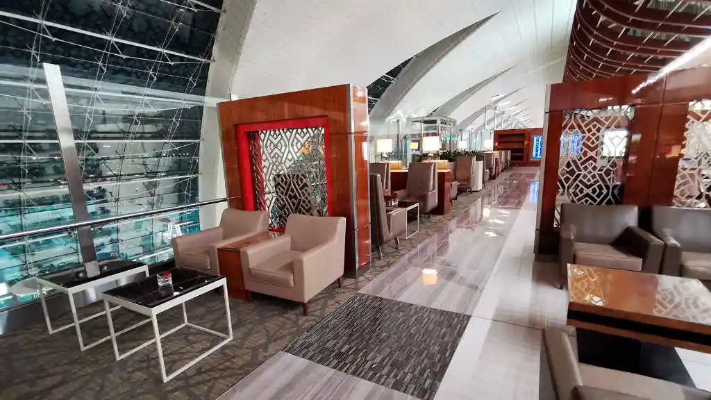 dubai airport emirates lounge spacious seating zones