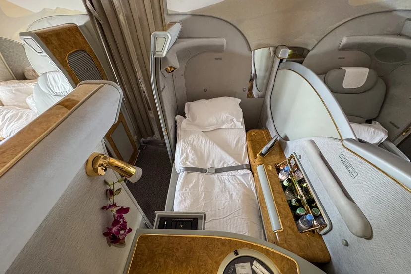 emirates first class bed setup 777 miami bogota