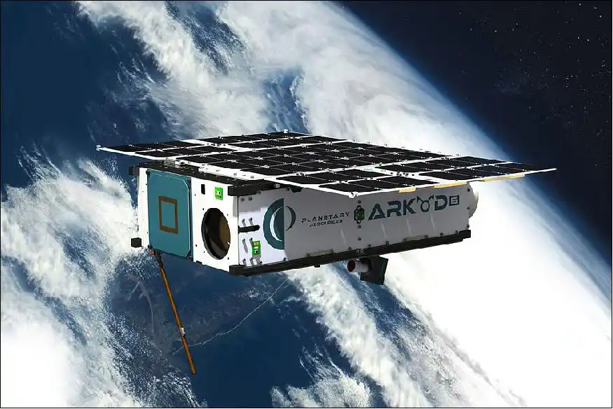 Arkyd-6 CubeSat model with infrared sensing equipment