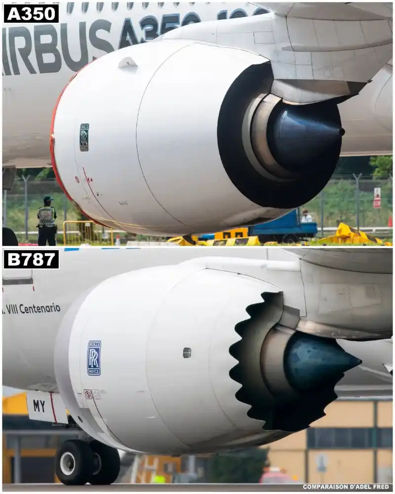Close-Up Comparison: A350 vs B787 Engines