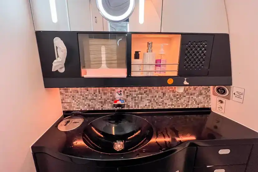 Etihad A350 business-class lavatories 