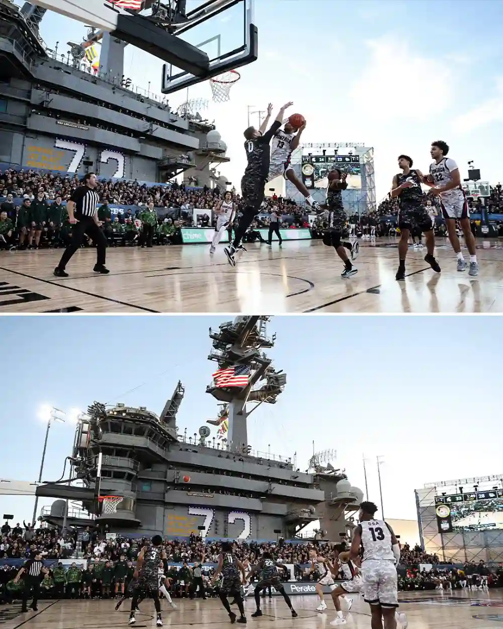 Michigan State vs Gonzaga on USS Abraham Lincoln deck