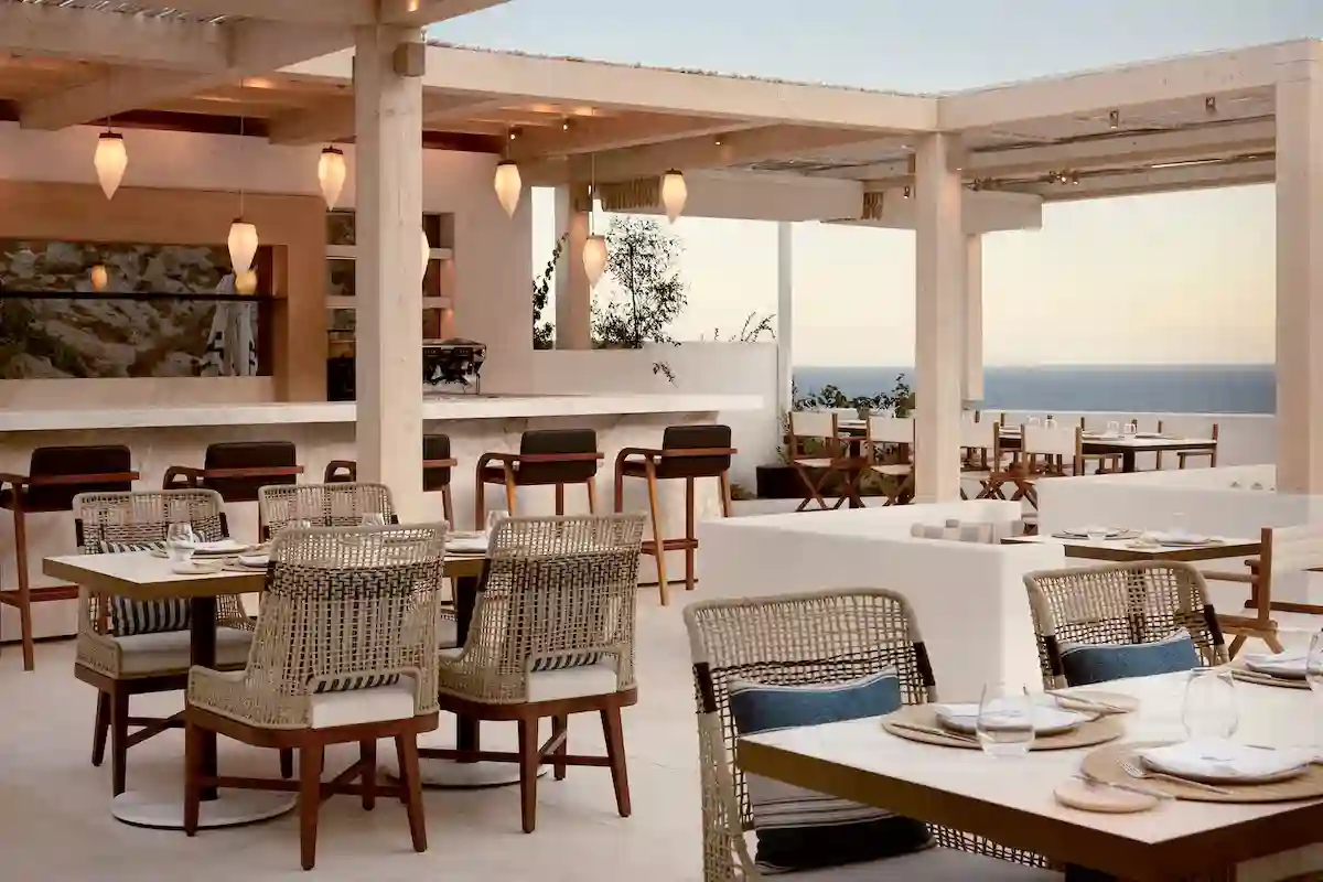 Sandblu Santorini pool terrace and dining venue Nectar