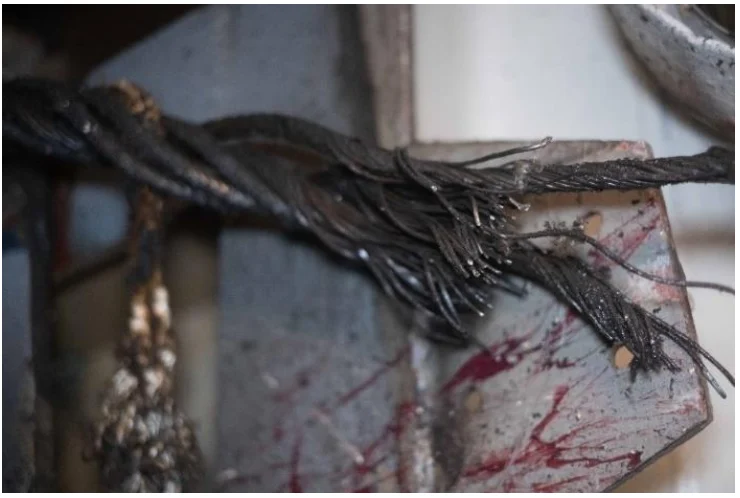 Severed cable from USS Harry S. Truman (CVN-75) following a wire break on May 6, 2025