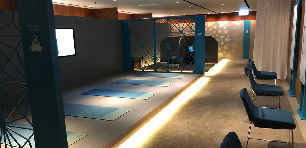 cathay pacific the pier business lounge sanctuary by pure yoga