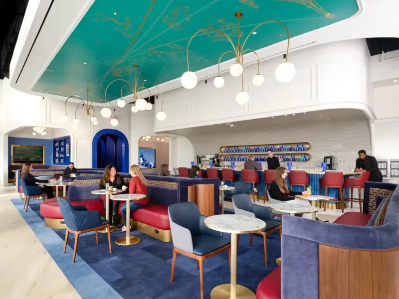jetblue bluehouse lounge vip travelers relaxing before transatlantic flight