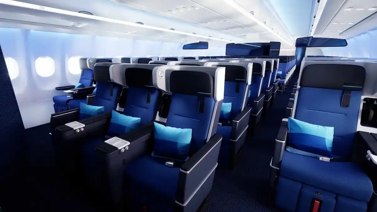 Discover Airlines Airbus A330 premium economy hard-shell seats