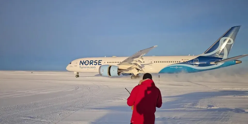 Largest passenger jet ever to land on Antarctic ice field at Troll