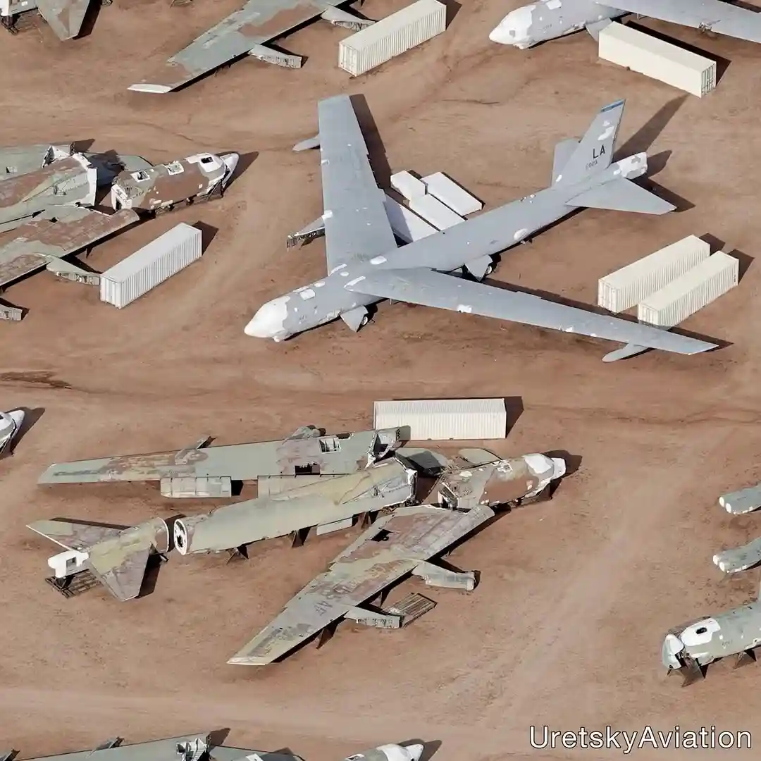 b-52 stratofortress in desert storage at davis-monthan air force base