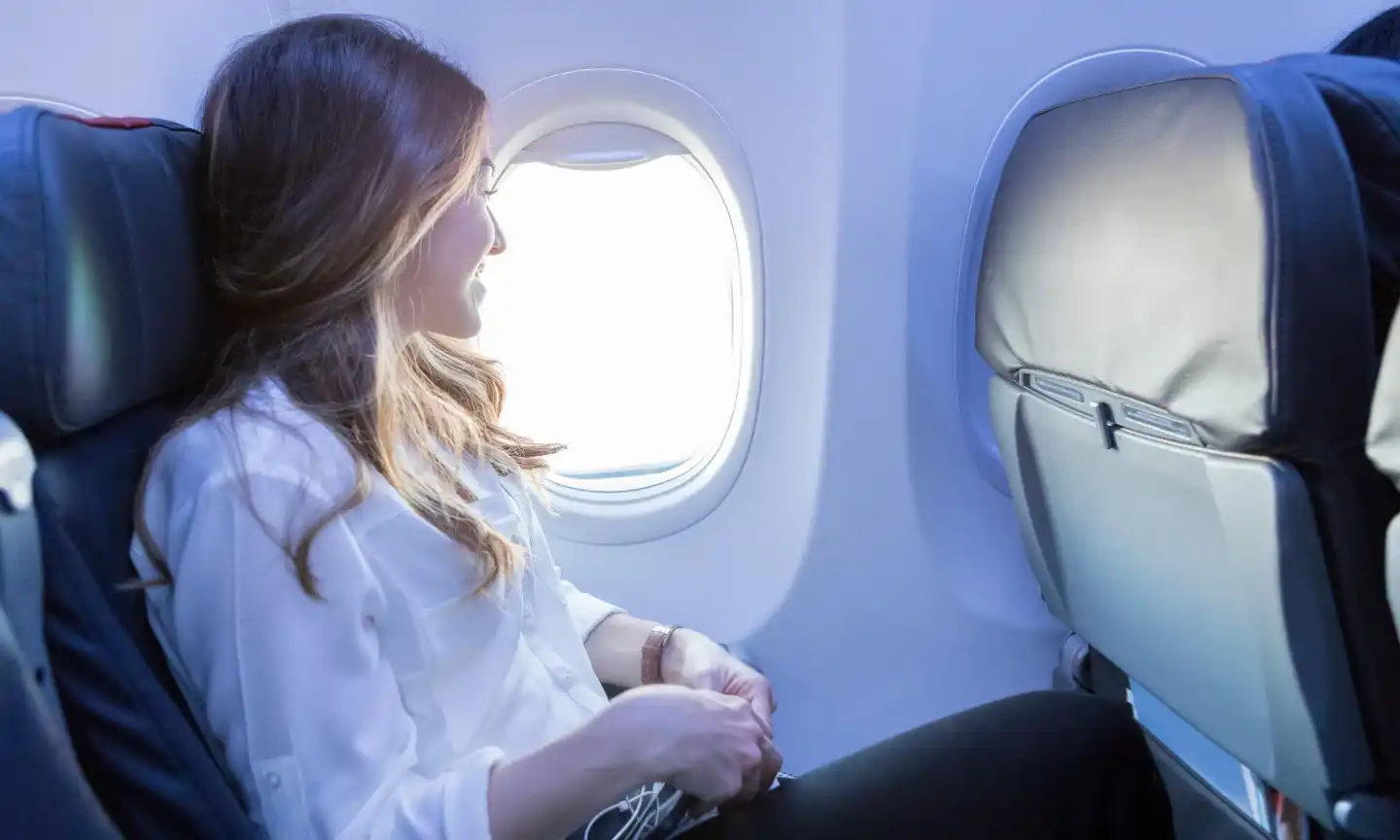 business class passenger relaxed inflight