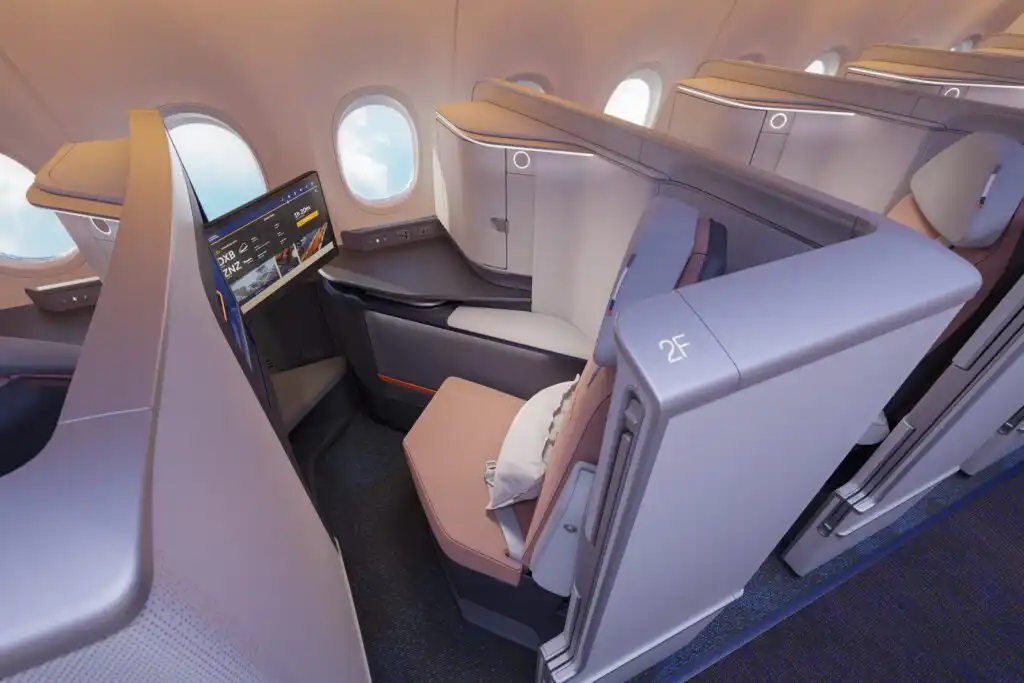 flydubai Boeing 737 MAX business class suite door closed