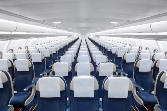 Airbus A330-900neo 3-3-3 economy seating rows slimline seat design close view