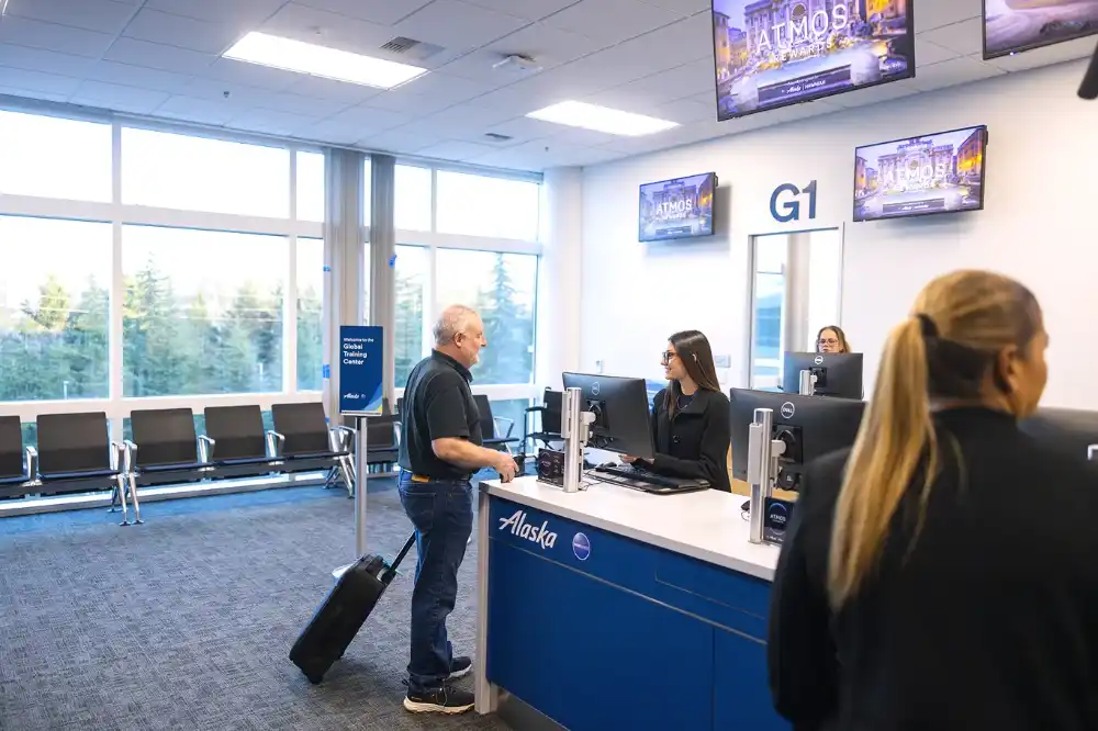 Alaska Airlines mock boarding gate