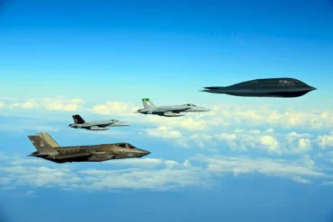 U.S. B-2 Spirit Integrates with Navy F-35C and Super Hornets in Long-Range Maritime Strike Exercise off California