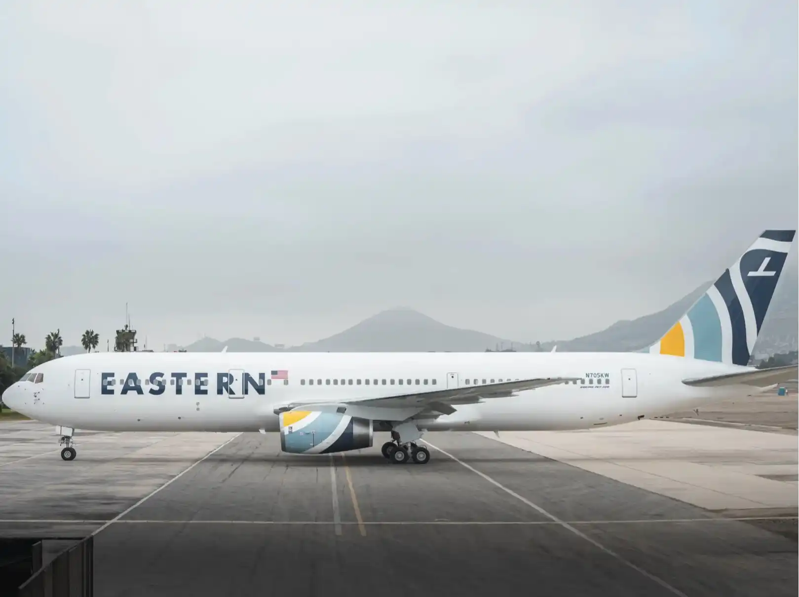 Eastern Airlines Boeing 767-300ER in modern white livery at Miami International Airport