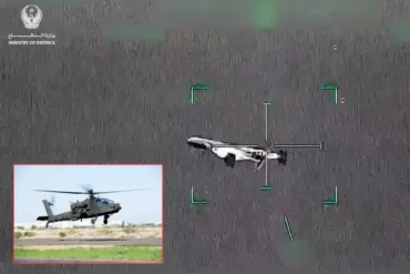 UAE AH-64E Apache Helicopters Destroy Iranian Shahed Drones With 30mm Cannon Over the Persian Gulf