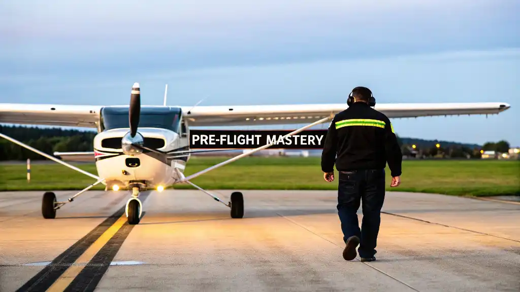 Cessna 172 training aircraft on runway during student pilot lesson