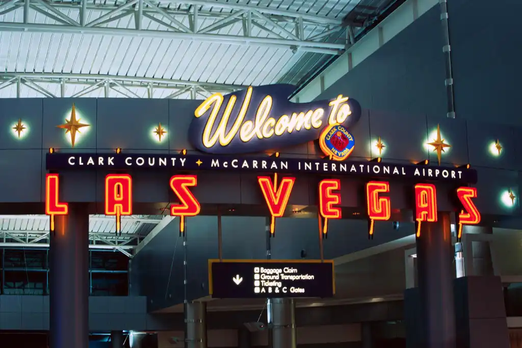 Harry Reid International Airport Las Vegas signage terminal interior]