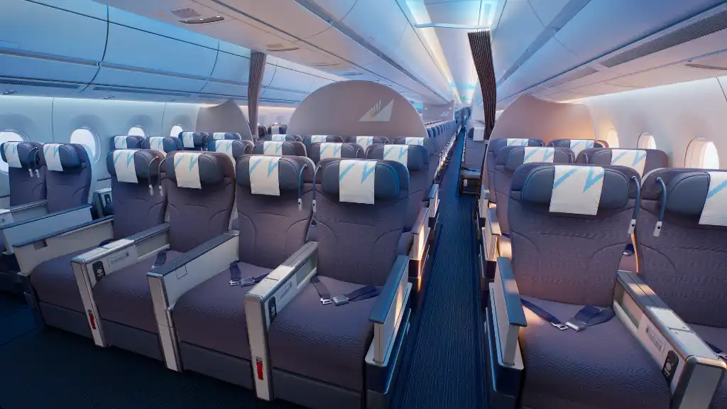 ultra long haul flight cabin lighting Airbus A350 passengers resting long duration