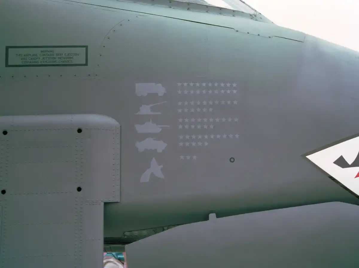 A-10 Warthog with tank kill markings during Desert Storm