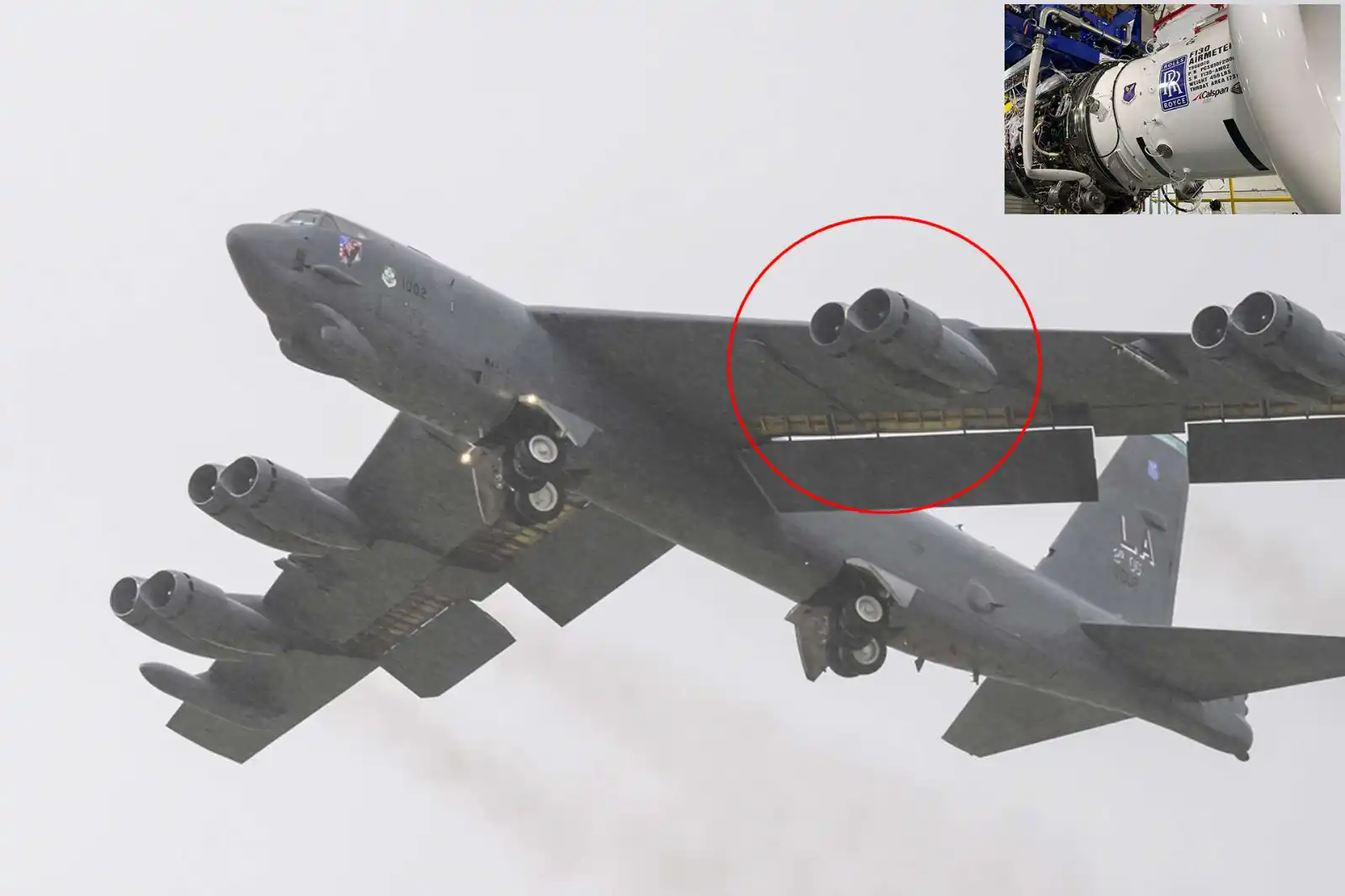 B-52 Stratofortress with new Rolls-Royce F130 engines during modernization program