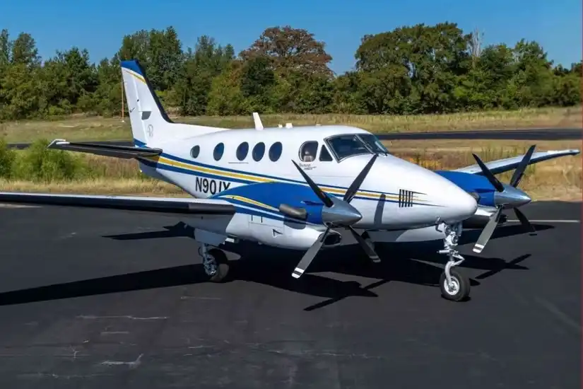 Trans Aero MedEvac King Air medical transport aircraft on airport ramp
