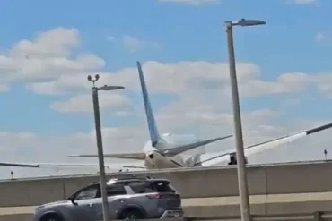 United Airlines Flight 169 Strikes Ground Vehicle and Light Pole During Low Approach at Newark