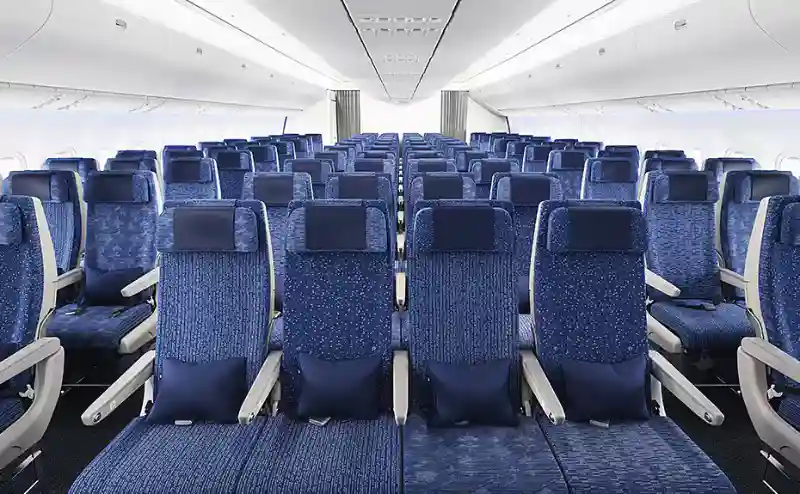 ANA Boeing 777-300ER economy cabin with 2-4-3 seating layout
