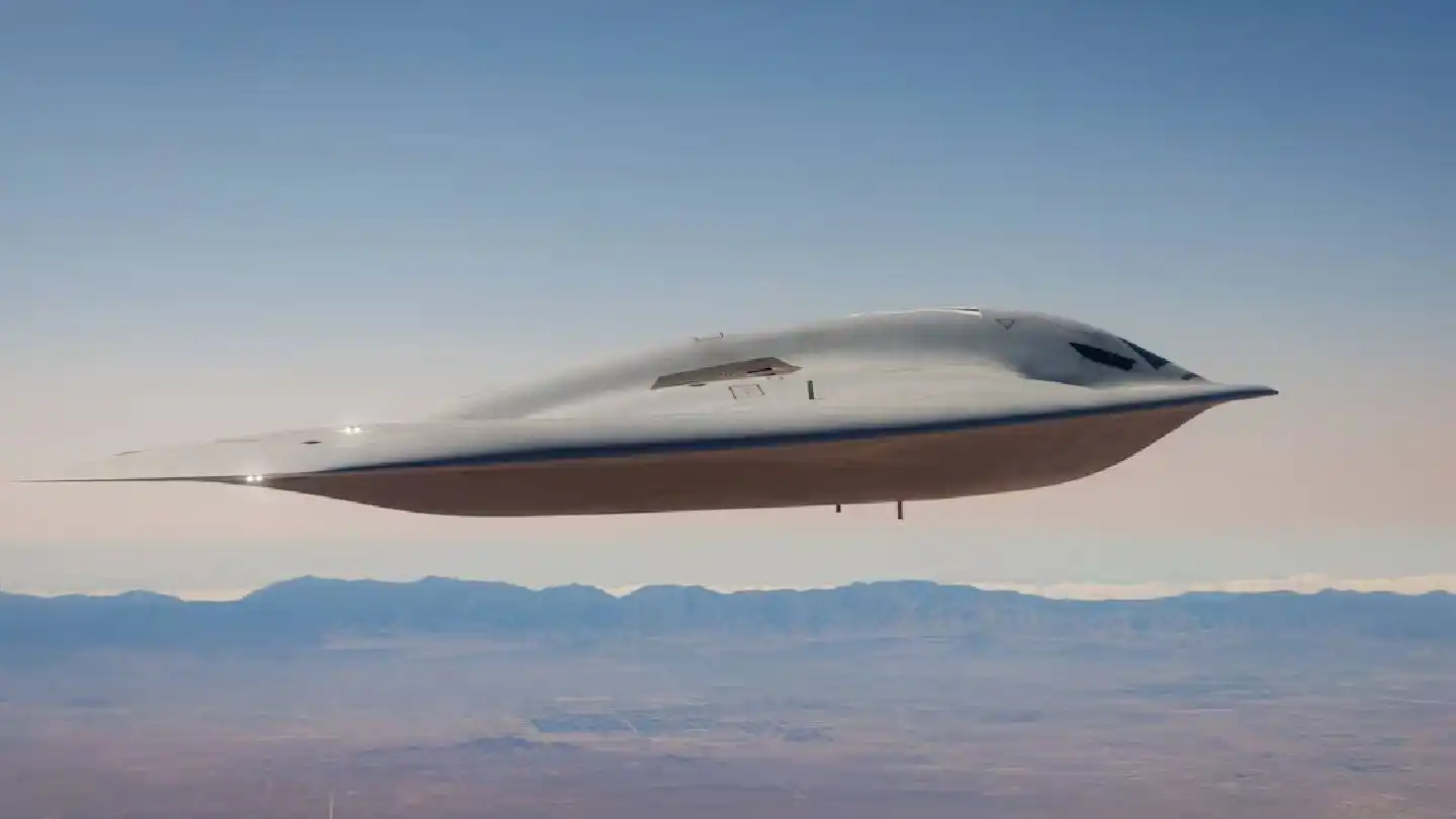B-21 Raider flight testing with concealed rear hemisphere stealth features
