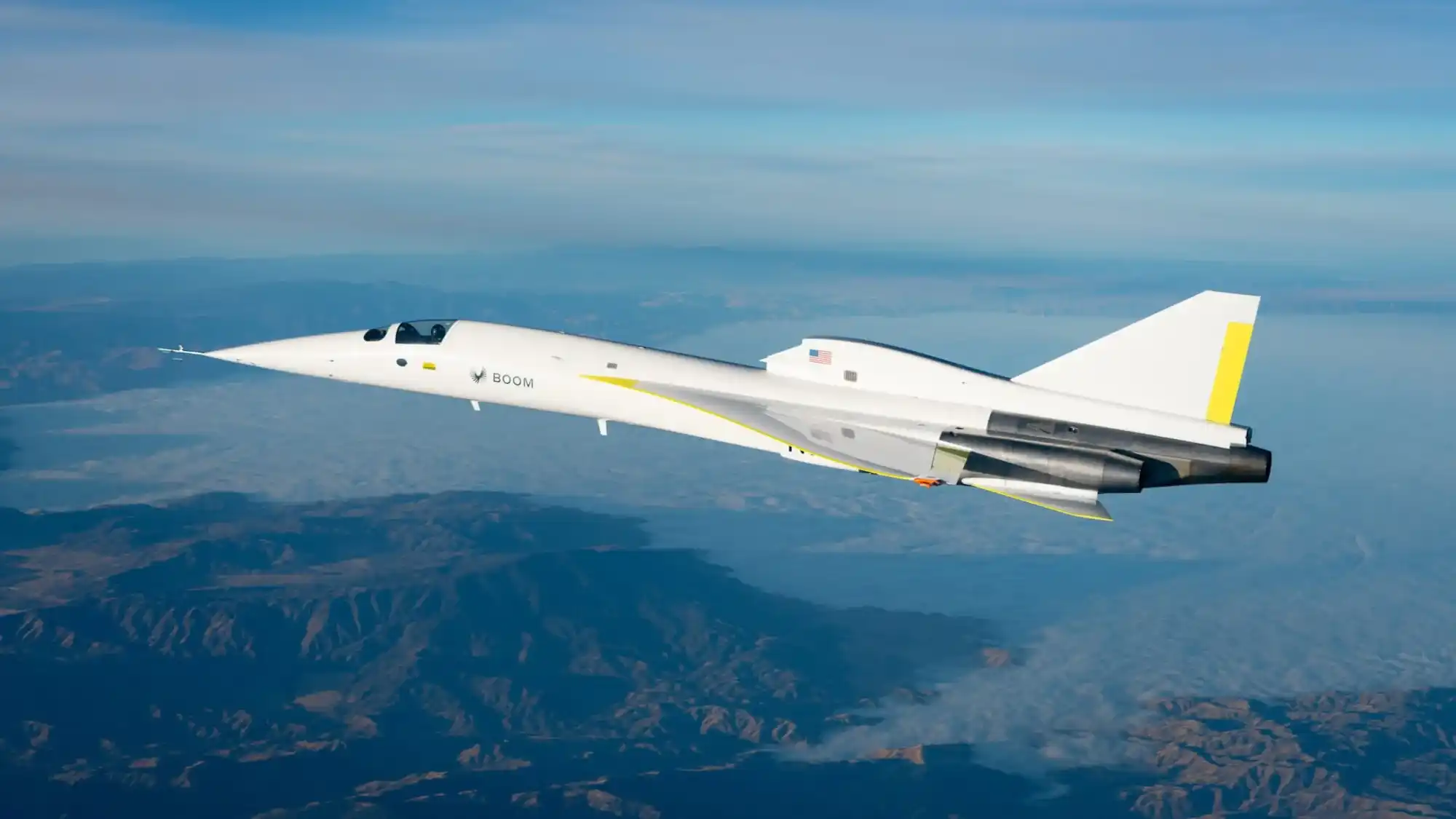 Boom XB-1 supersonic demonstrator aircraft breaking sound barrier