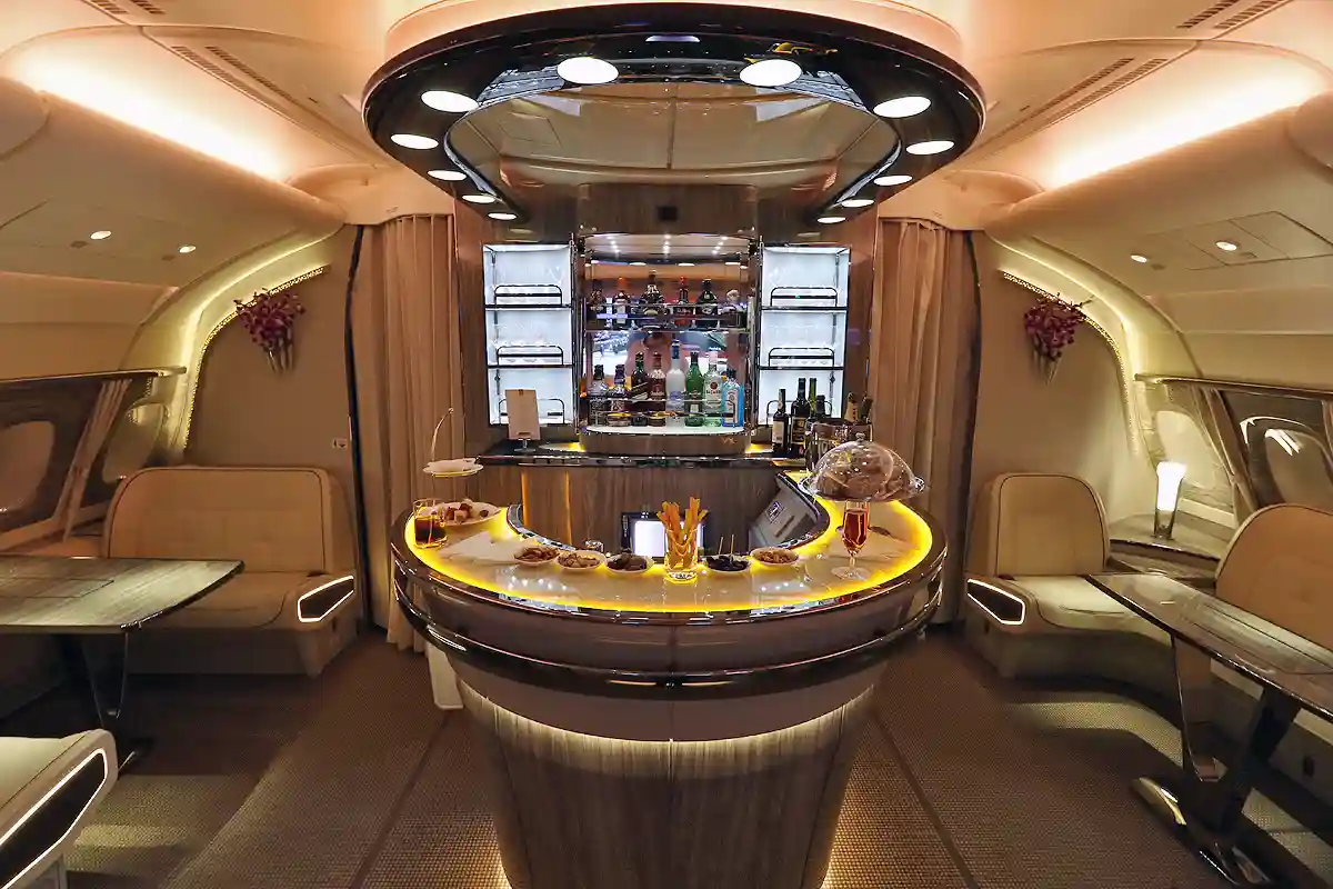 Emirates A380 onboard lounge and bar for business class passengers