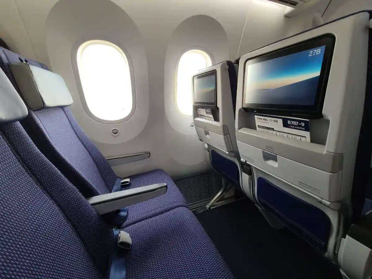Air Premia Boeing 787-9 economy cabin with extra legroom seats