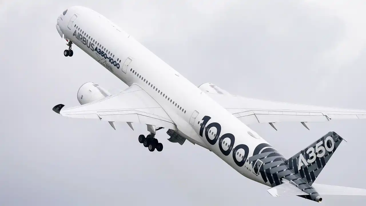 Airbus A350-1000 climbing after takeoff on long haul route