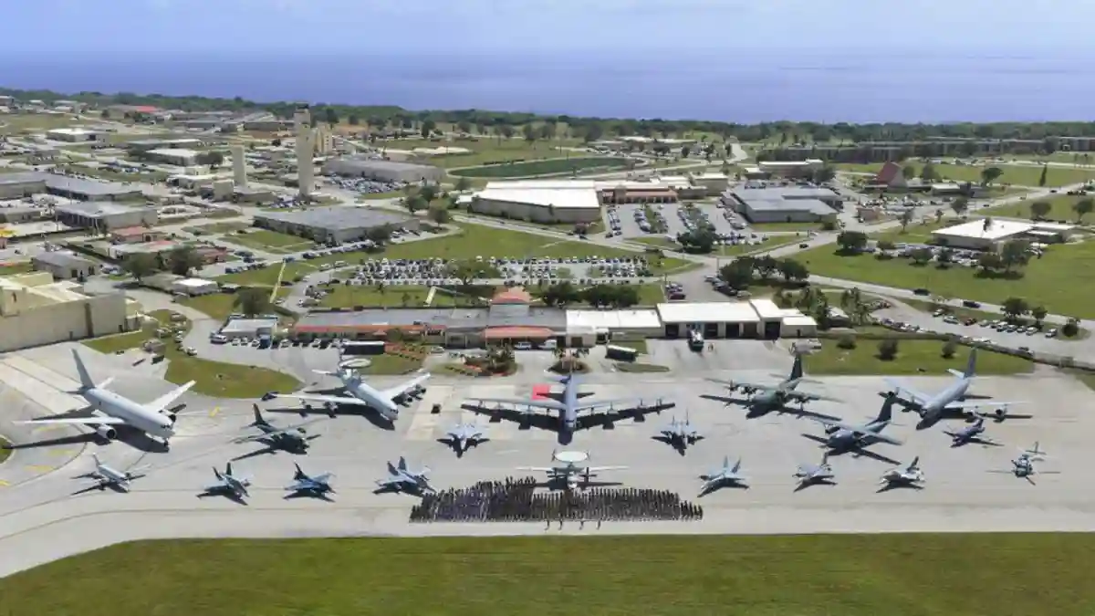 Andersen Air Force Base Guam aircraft apron construction and Pacific military operations