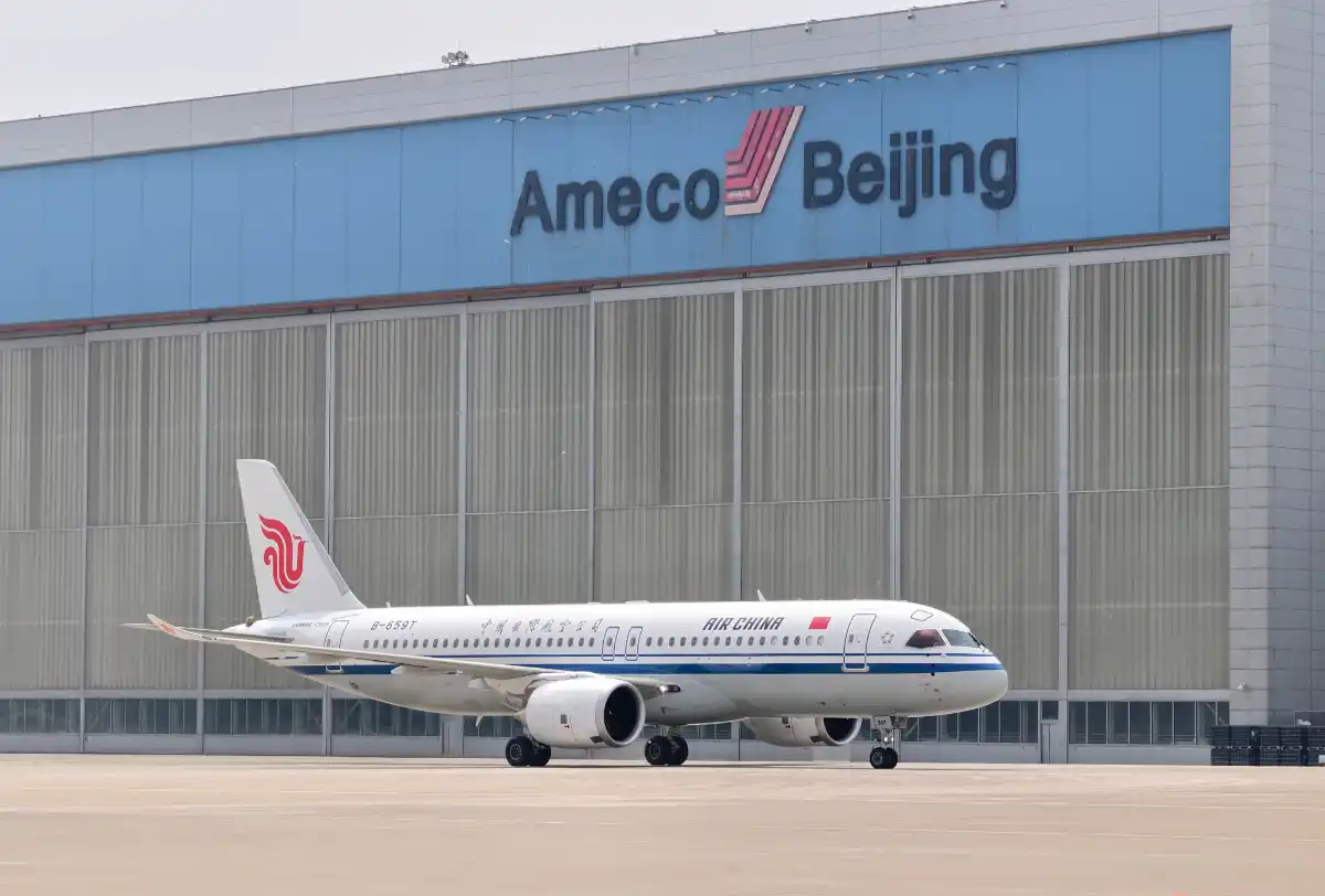COMAC C919 aircraft Air China Beijing Capital Airport international route