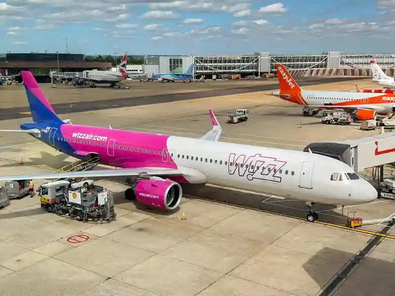 London Gatwick Airport aircraft refuelling operations with passenger jets on apron
