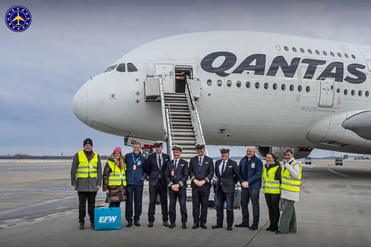 Qantas Airbus A380 maintenance at Elbe Flugzeugwerke Dresden Germany