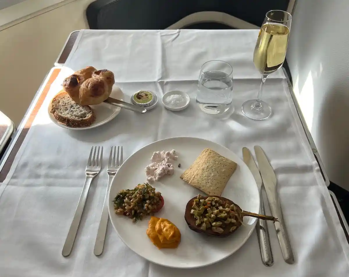 Qantas international First Class dining service onboard Airbus A380