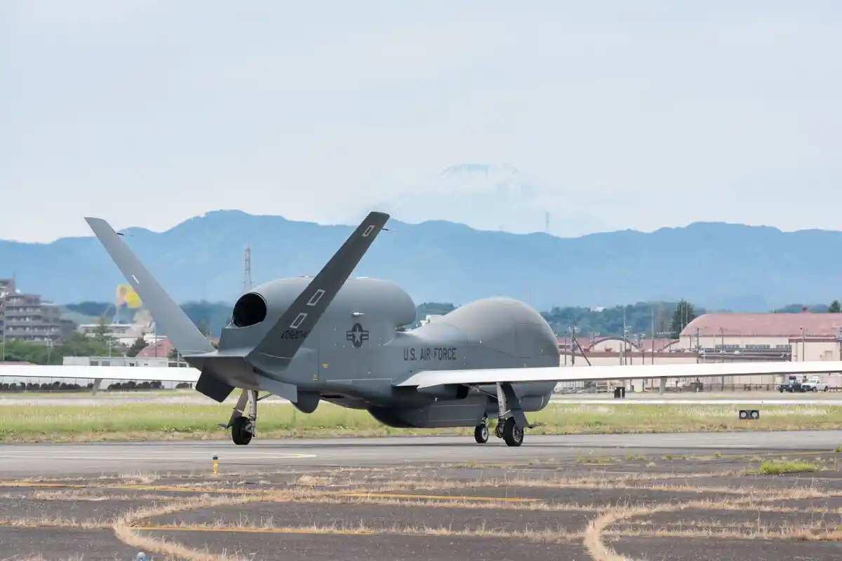 RQ-4 Global Hawk deployed at Yokota Air Base Japan military reconnaissance mission