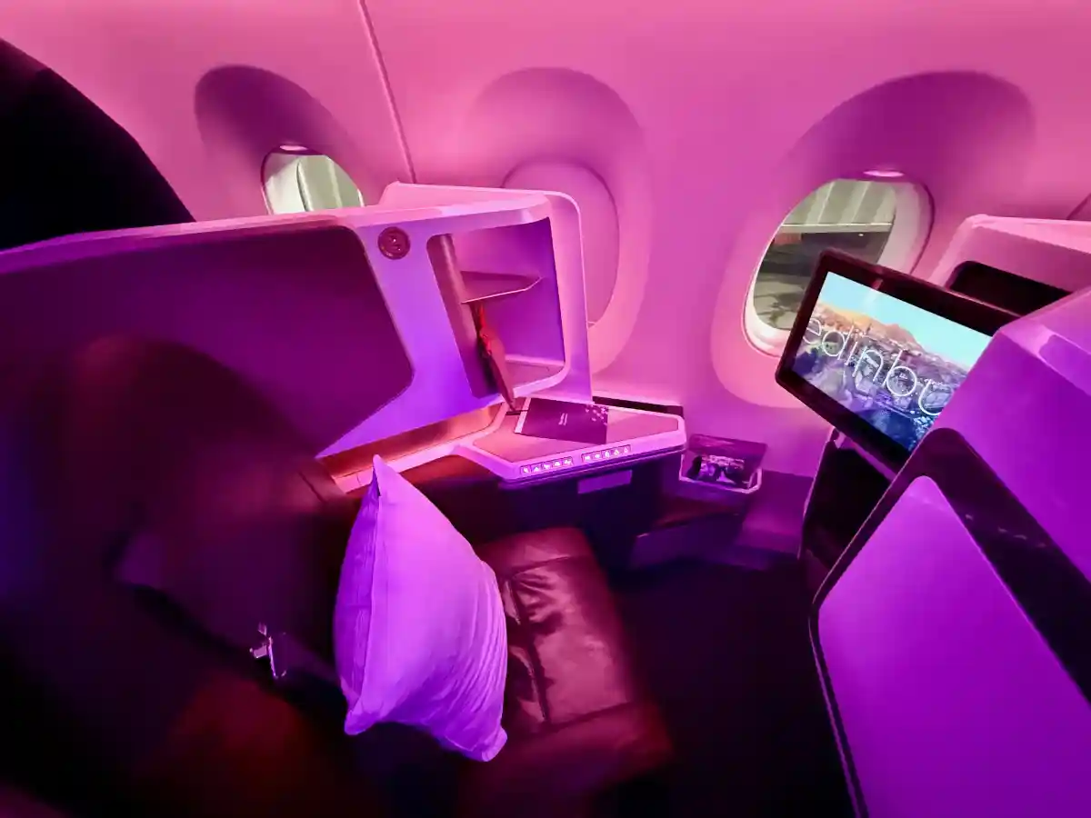 Virgin Atlantic Airbus A350 Upper Class passenger relaxing during flight